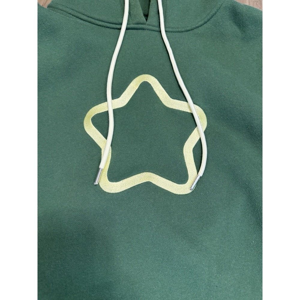 Sykkuno Hoodie Mens M Leaf Green Star Graphic Pullover Sweatshirt Heavyweight - Picture 4 of 12